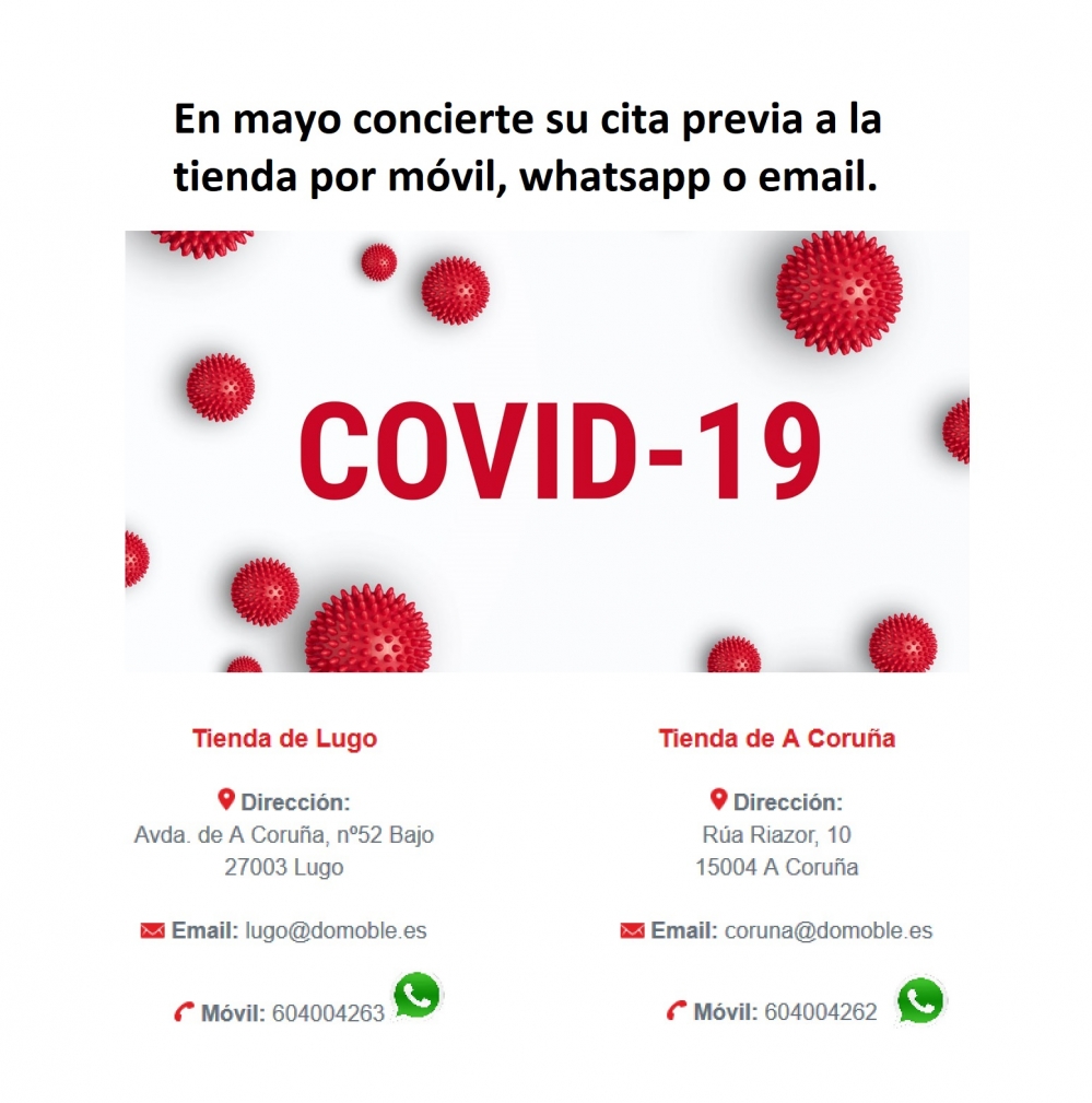 En mayo concierte su cita previa a la tienda por móvil, whatsapp o email